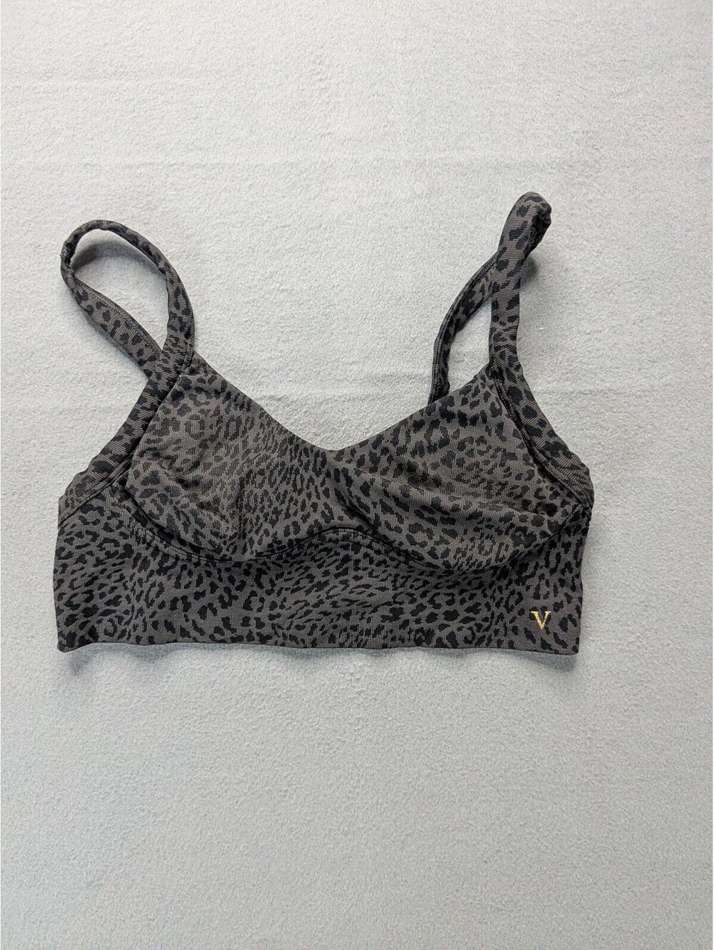 Victoria's Secret Sports Bra Womens S Gray Animal Print Padded Yoga Gym Workout